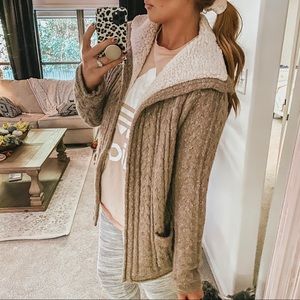 Sherpa lined knit sweater cardigan
